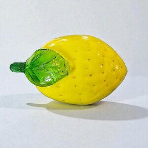 Murano Style Handblown Glass Art Paperweight‎ Yellow Lemon Kitchen Decor Gift